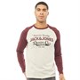 JACK AND JONES Mens Raglan Long Sleeve Logo T-Shirt Port Royale