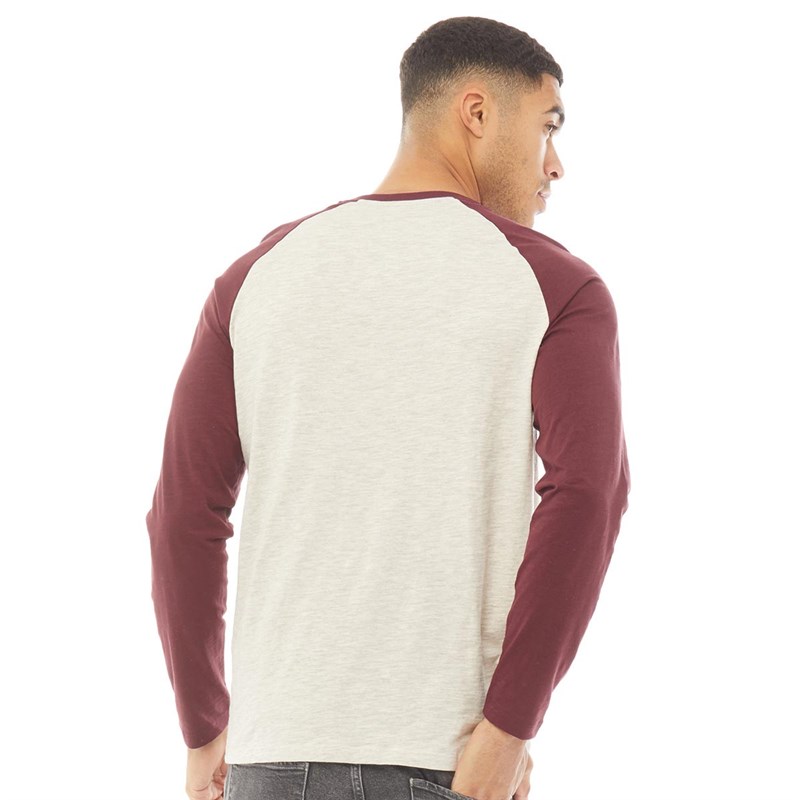 JACK AND JONES Mens Raglan Long Sleeve Logo T-Shirt Port Royale