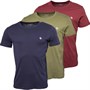 JACK AND JONES Mens Joseph Three Pack T-Shirts Navy/Khaki/Burgundy