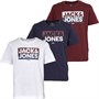JACK & JONES Boys Atfal Three Pack T-Shirt Navy Blazer/Port Royal/White