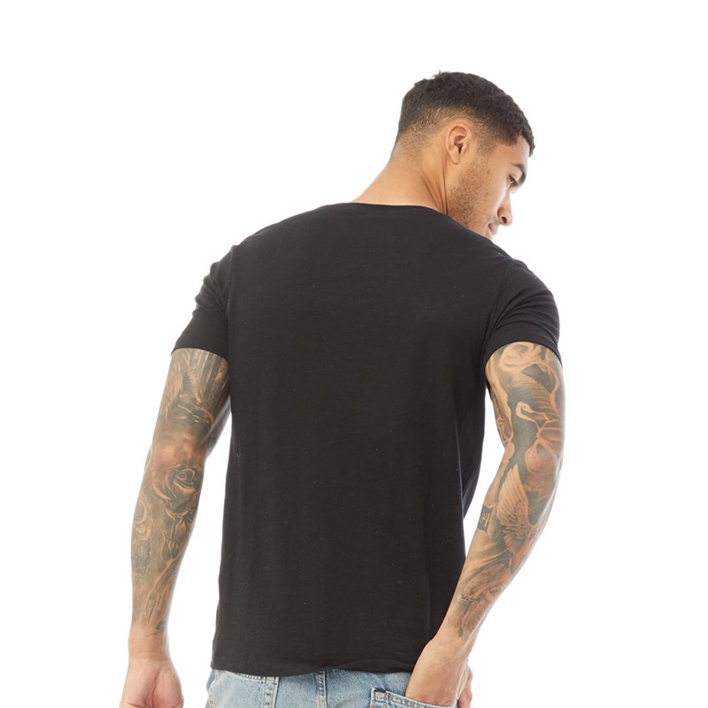 JACK AND JONES Mens Chris Gibs Short Sleeve T-Shirt Black