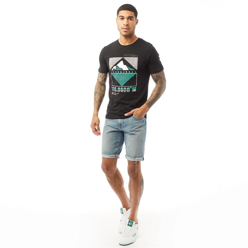 JACK AND JONES Mens Chris Gibs Short Sleeve T-Shirt Black