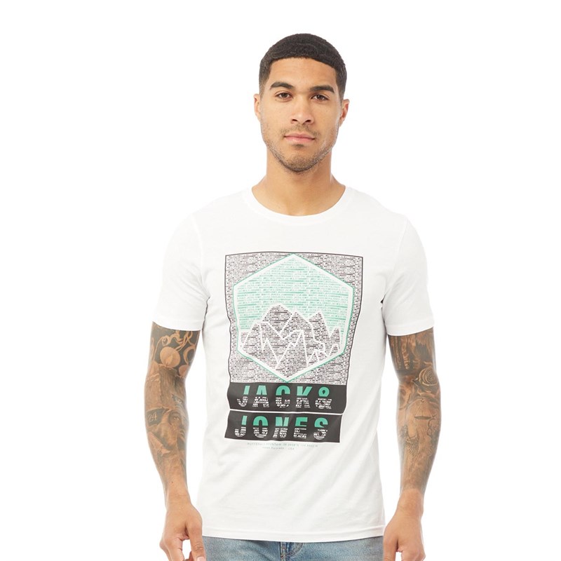 JACK AND JONES Mens Chris Gibs Short Sleeve T-Shirt White