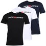 JACK AND JONES Mens Corp Logo Three Pack T-Shirts White/Black/Navy Blazer