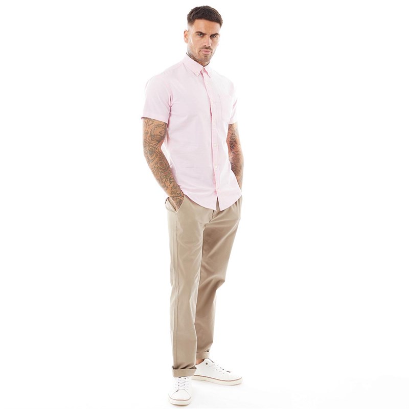 JACK AND JONES Heren Oxford Overhemden met korte mouwen Roze