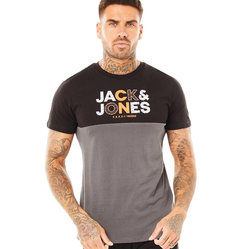 JACK AND JONES Męskie Steve T-shirty Czarny