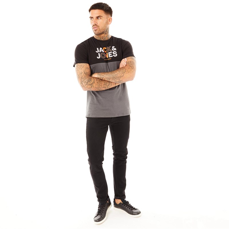 JACK AND JONES Męskie Steve T-shirty Czarny