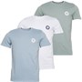 JACK & JONES Herren Neue Tom O-Neck Drei Pack T-Shirts Weiß/Ashley Blau/Milieu Grün