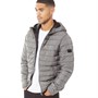 JACK AND JONES Mens Wing Hooded Puffer Jacket Charcoal Grey