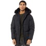 JACK AND JONES Mens Weng Heavy Fur Long Puffer Jacket Black