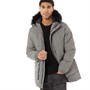 JACK AND JONES Mens Weng Heavy Fur Long Puffer Jacket Charcoal Grey