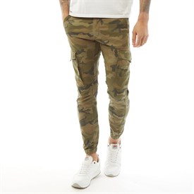 JACK & JONES Men Pants Cargo Jogger Trousers PAUL FLAKE AKM 542 Twill Stretch, Colour:Black, Pant Size:33W / 30L