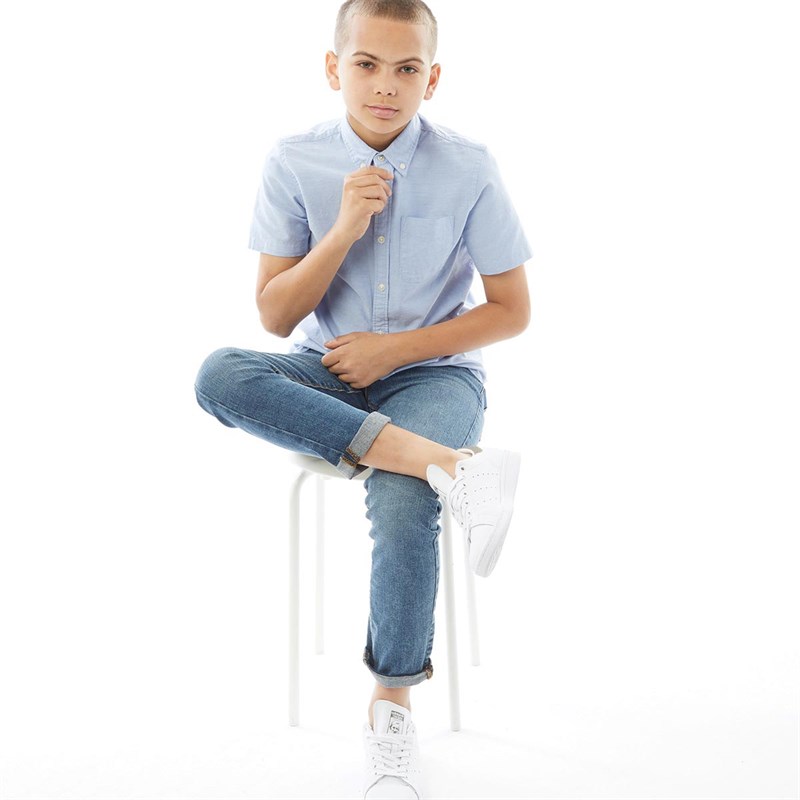 JACK AND JONES Chłopięce Jwhoxford Koszule z Krótkim Rękawem Niebieski