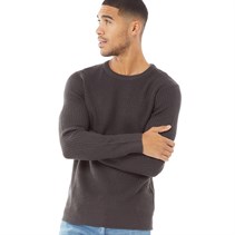 JACK AND JONES Mens Angus Knitted Crew Neck Jumper Dark Grey Melange