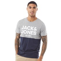 JACK AND JONES Mens Lewis T-Shirt Light Grey Melange