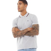 JACK AND JONES Mens James Polo Light Grey Denim