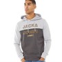 JACK AND JONES Mens Mathias Sweat Hoodie Light Grey Melange