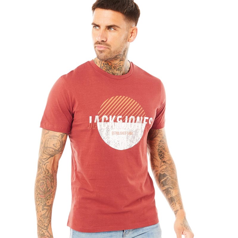 JACK AND JONES T-Shirts Star Homme Rouge Rouille