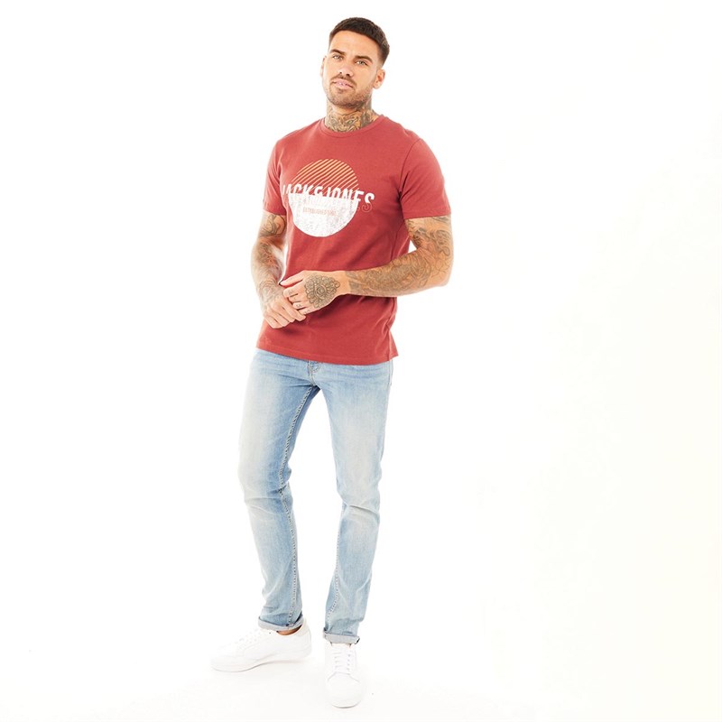 JACK AND JONES T-Shirts Star Homme Rouge Rouille