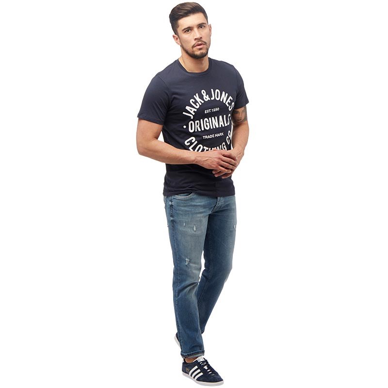 JACK AND JONES Mens Clements T-Shirt Total Eclipse