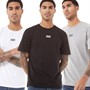 JACK AND JONES Mens Alfie Relaxed Fit Three Pack T-Shirts Black/White/Light Grey Melange