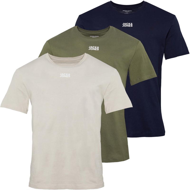 Buy JACK AND JONES Mens Alfie Relaxed Fit Three Pack T Shirts Navy 