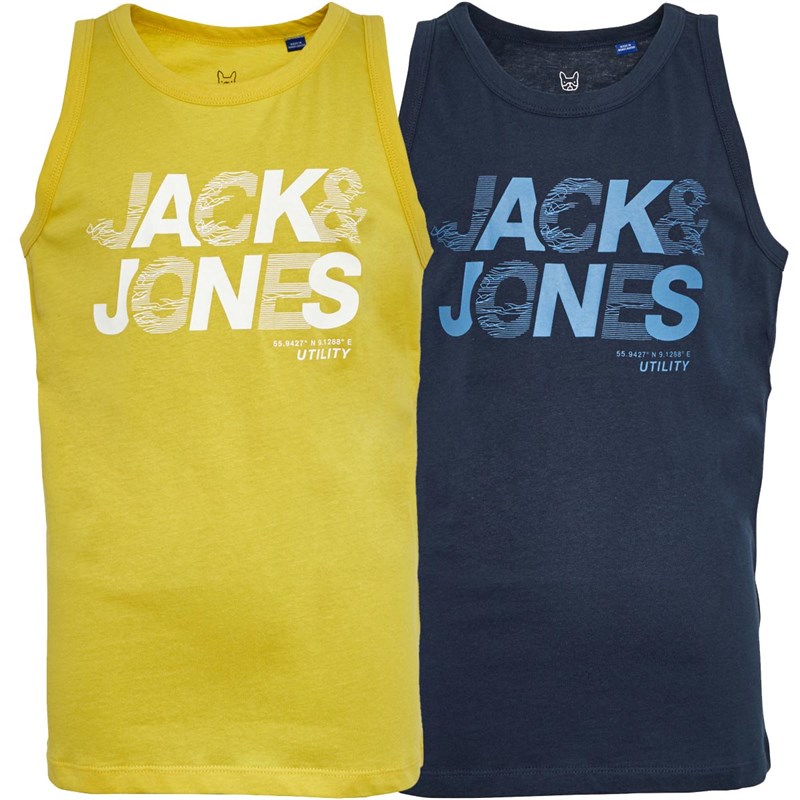 Buy JACK AND JONES Boys Jwhwire Two Pack Tank Top Navy Blazer