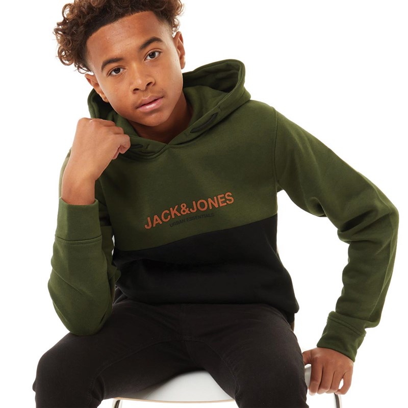 JACK AND JONES Jungen Jjeurban Blocking Kapuzenpullover Dunkelgrün