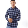 JACK AND JONES Mens Classic Denver Check Long Sleeve Shirt Navy Blazer