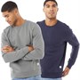 JACK AND JONES Mens Basic Two Pack Crew Neck Sweatshirts Navy Blazer/Sedona Sage
