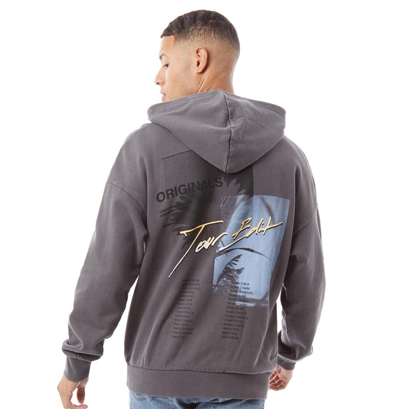 JACK AND JONES Męskie Tour Edit Bluzy z kapturami Szary