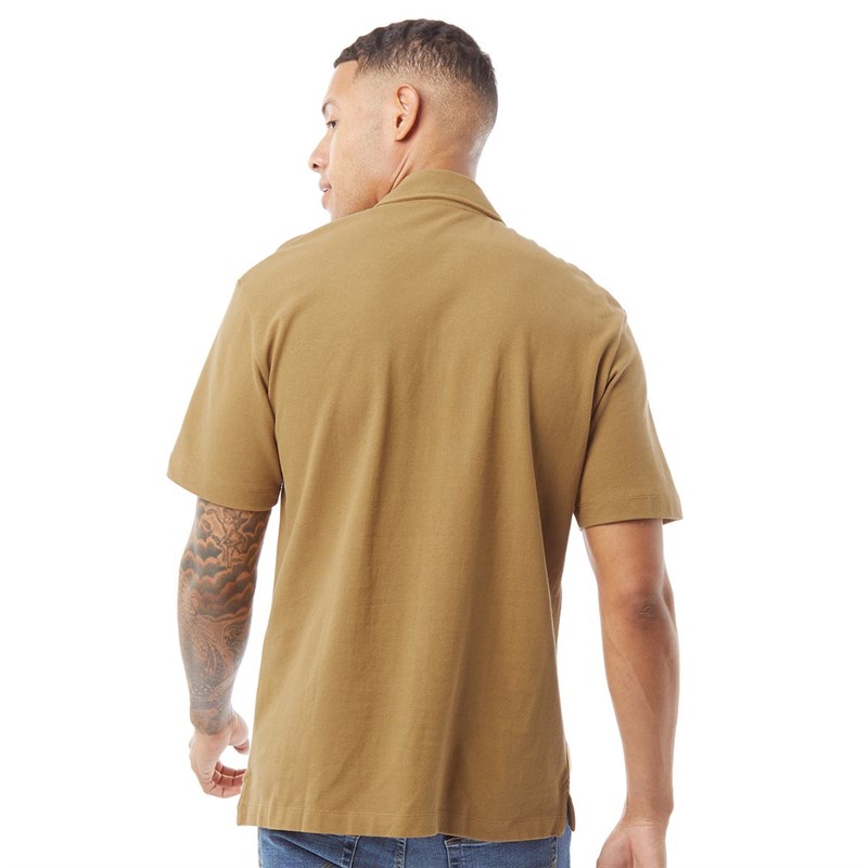 JACK AND JONES Mens Blapuck Short Sleeve Pique Shirt Medal Bronze