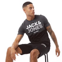 JACK AND JONES Mens Miller Twinset Dark Grey Melange/Black
