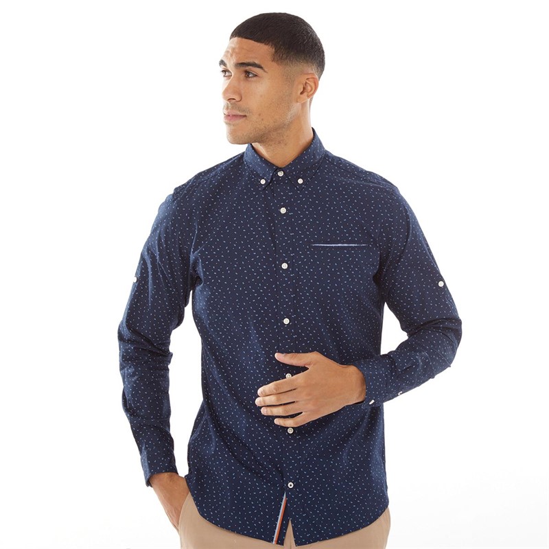 JACK AND JONES Mens Thomas Detail Long Sleeve Shirt Navy Blazer