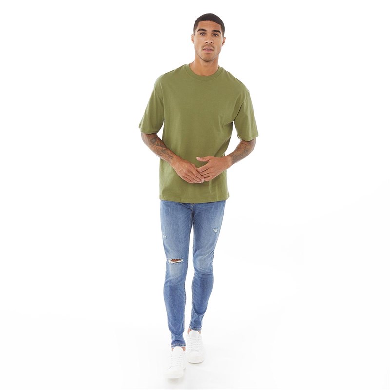JACK AND JONES Mens Crew Neck T-Shirt Martini Olive