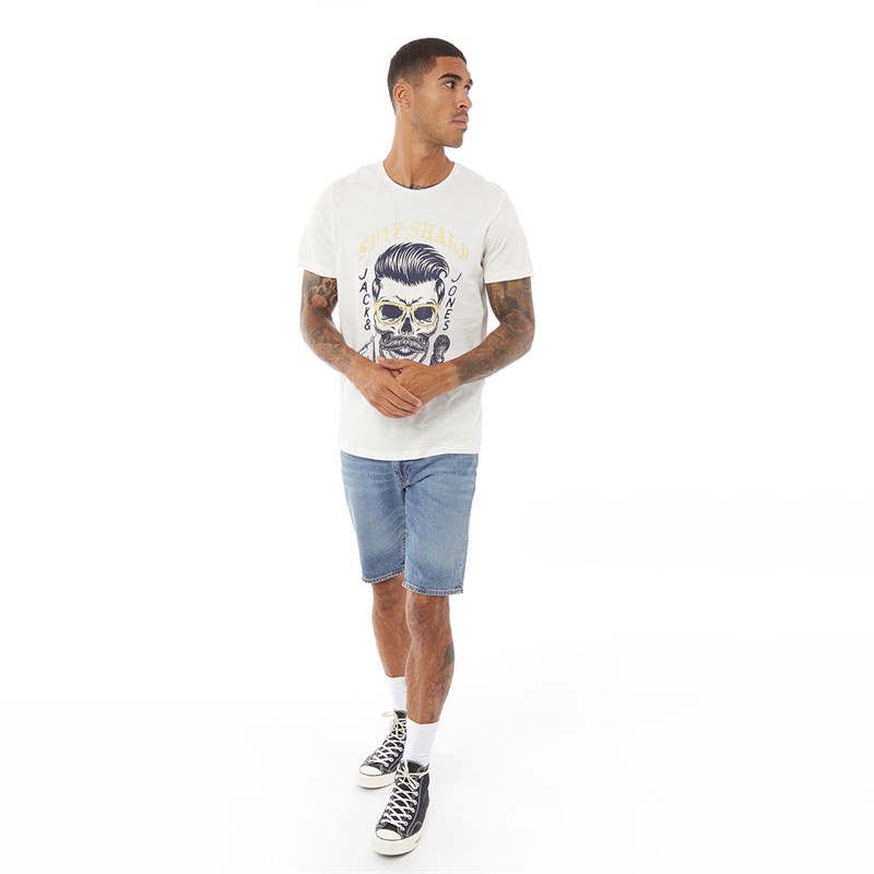 JACK AND JONES Mens Dome Crew Neck T-Shirt Cloud Dancer