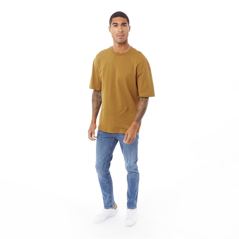JACK AND JONES Mens Crew Neck T-Shirt Rubber