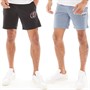 JACK AND JONES Mens Andy Two Pack Shorts Black/Flint Stone