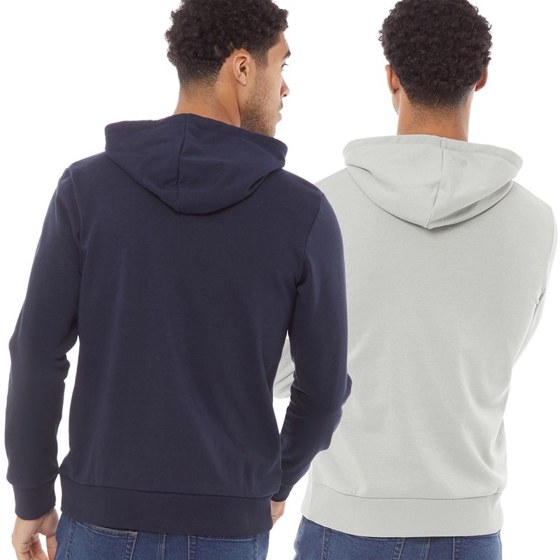 JACK AND JONES Mens Andy Two Pack Hoodies Navy Blazer/Wrought Iron