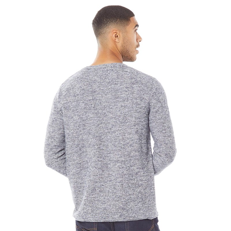 JACK AND JONES Mens Ernest Knit Crew Neck Jumper Navy Blazer