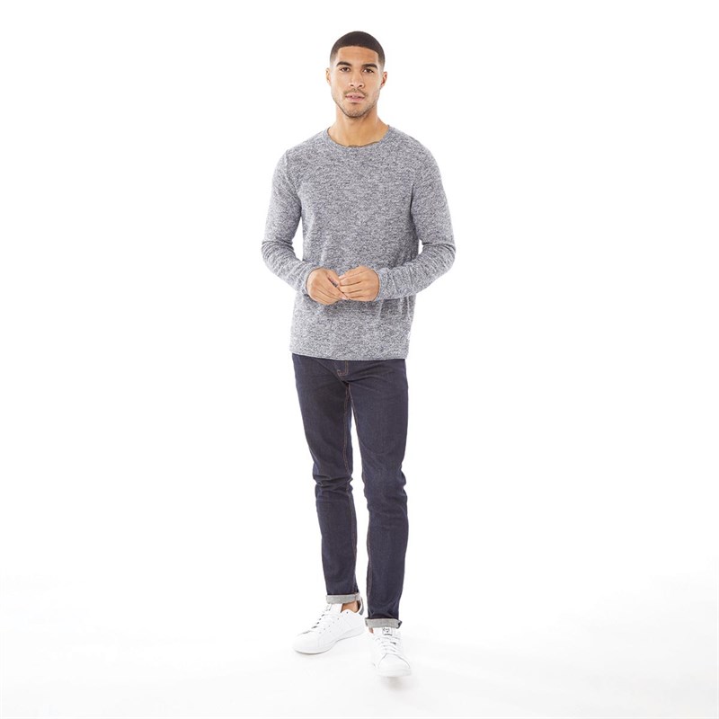 JACK AND JONES Mens Ernest Knit Crew Neck Jumper Navy Blazer