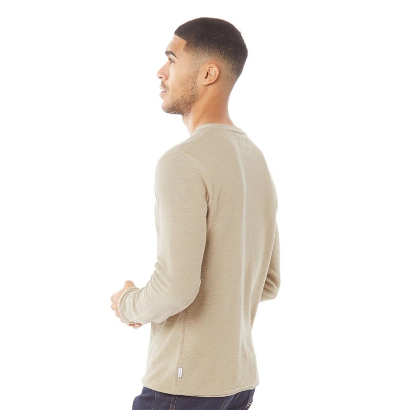 JACK AND JONES Mens Ernest Knit Crew Neck Jumper Crockery