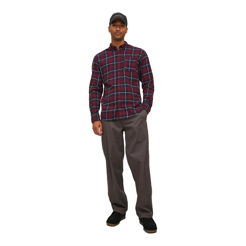 JACK AND JONES Heren Jwhclassic Denver Check Overhemden met lange mouwen Rood Geruit