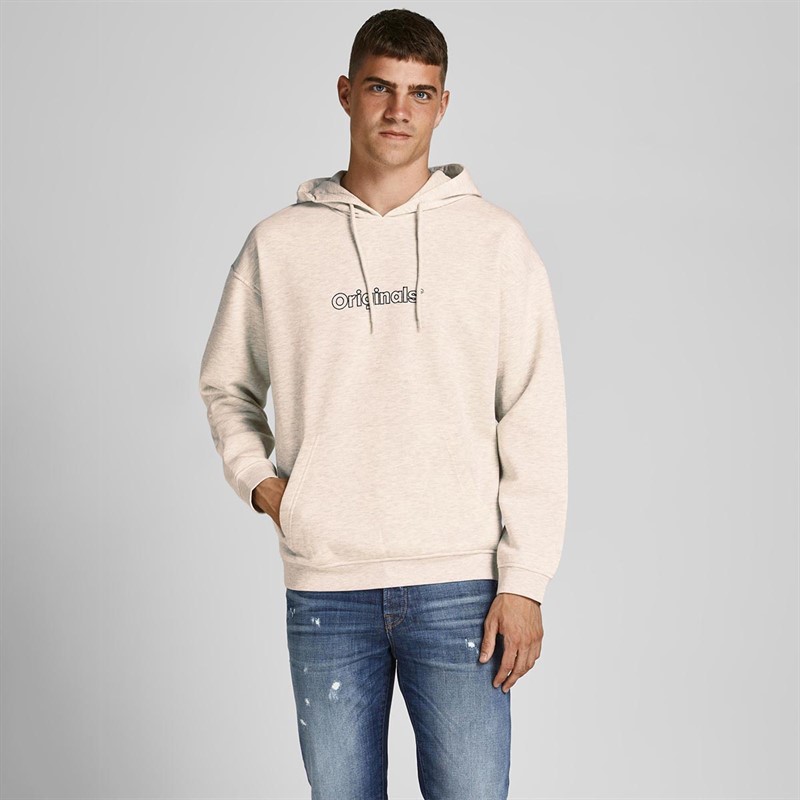 JACK AND JONES Heren Jwhoslo Hood Hoodies Gemeleerd Wit