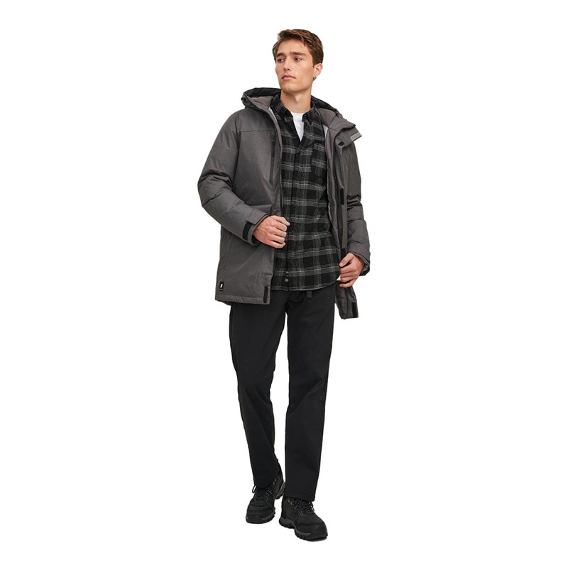 JACK AND JONES Chemises à Manches Longues Jcocor Flannel Check BD Homme Noir Carreaux