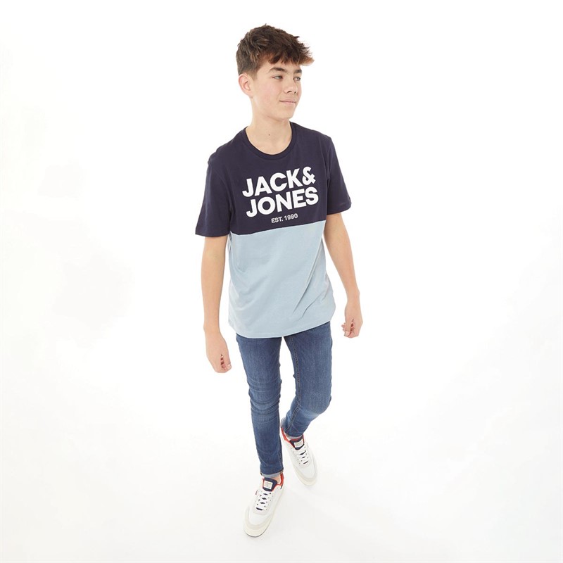 JACK AND JONES Boys Miller Tee Crew Navy Blazer