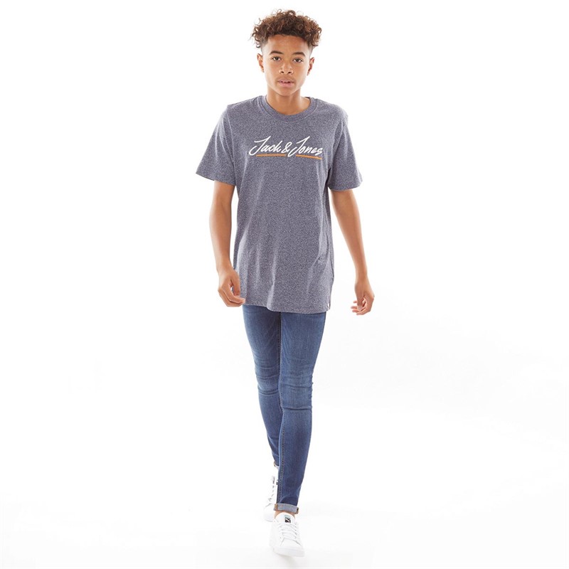 JACK AND JONES T-Shirts Junior Bleu Marine Chiné