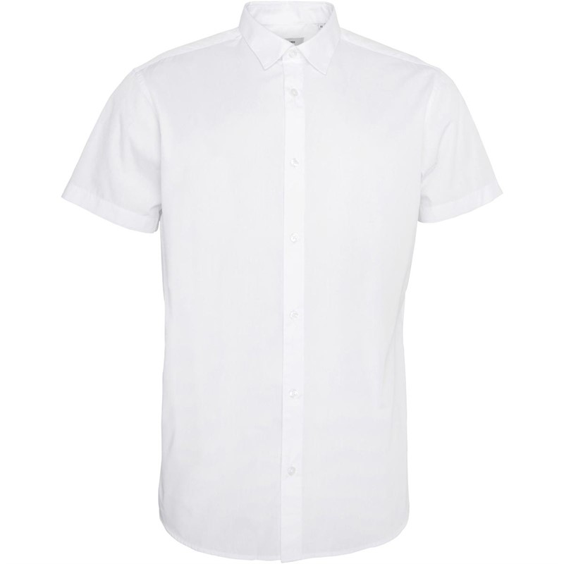 JACK AND JONES Heren Joe Plain Overhemden met korte mouwen Wit