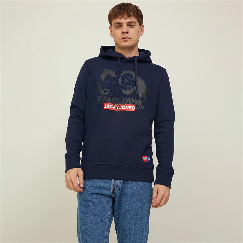 JACK AND JONES Heren Graphiti Hoodies Marineblauw