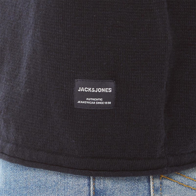 JACK AND JONES Mens Max Knit Crew Neck Jumper Navy Blazer